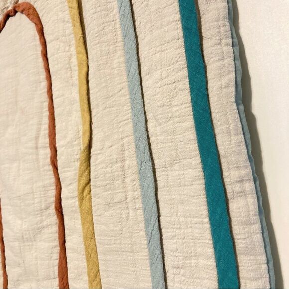 RAINBOW Wall Hanging Tapestry with Wool Yarn Fringe Hanging Hooks 45 x 22 inches - Picture 3 of 10